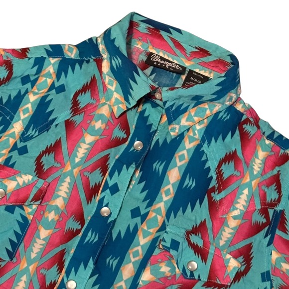 Wrangler Retro Western Shirt Pearl Snap Aztec Southwestern Women's Size M - Picture 1 of 10
